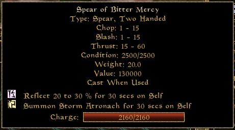 Spear of Bitter Mercy in Morrowind